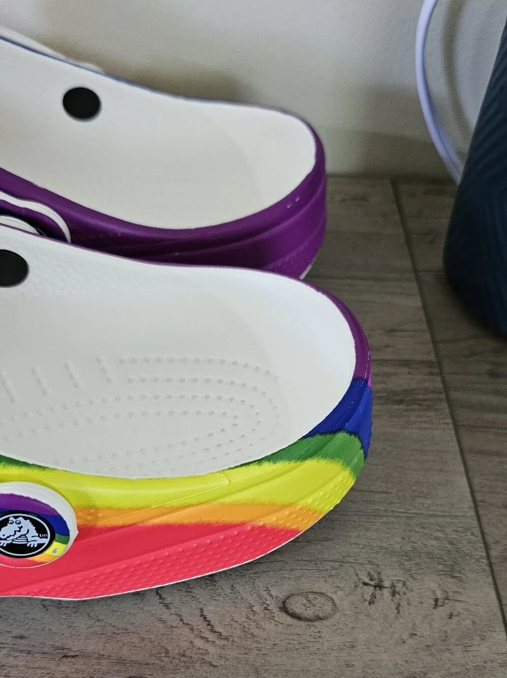 CROCS Classic Red Rainbow Stripes Colorful Charms Men 11  Clog Y2k Festive